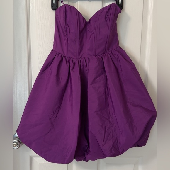 NWOT Zara Vibrant Purple Strapless Voluminous mini Dress - Picture 11 of 16